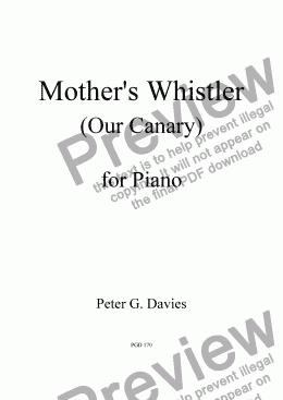 page one of Mother's Whistler (Our Canary)