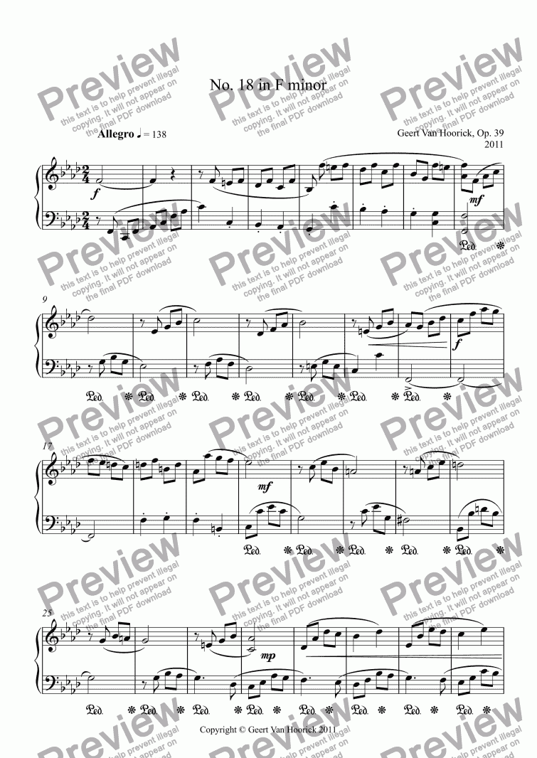 page one of 24 Preludes for piano, Op. 39 - Prelude No. 18 in F minor