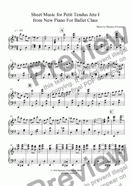 page one of Sheet Music for Petit Tendus Jete I  from New Piano For Ballet Class