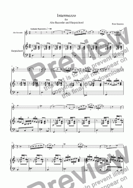 page one of Intermezzo for Alt-recorder and Harpsichord