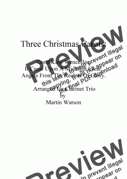 page one of Three Christmas Carols for Clarinet Trio