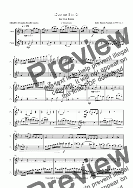 page one of VANHAL, Johann Baptist: Duo no 1 in G for 2 flutes