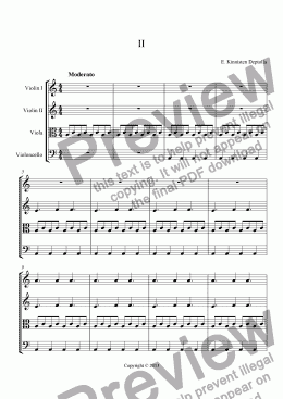 page one of String Quartet- Movement II