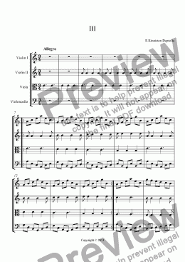 page one of String Quartet- Movement III
