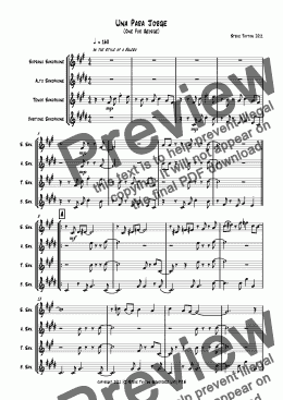 page one of Una Para Jorge [sax quartet]