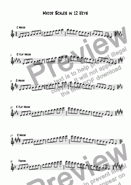 page one of Major Scales in 12 Keys