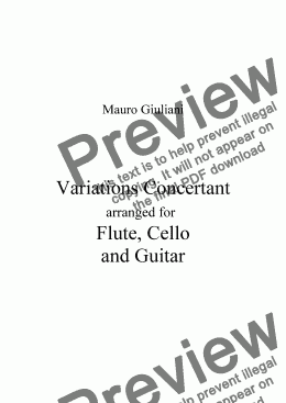 page one of GIULIANI: Variations Concertant (Flute (or Violin), Cello, Guitar) 