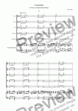 page one of Concertino for Piano or Harpsichord & Strings