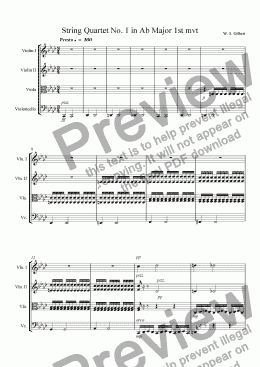 page one of String Quartet No. 1 in Ab Major 1st mvt