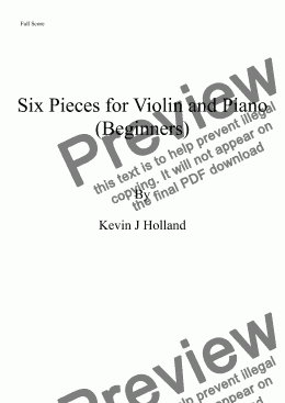 page one of Six Violin pieces for Beginners 