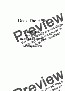 page one of Deck The Hall for Recorder Ensemble