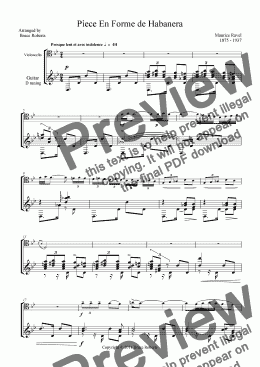 page one of RAVEL: Piece En Forme de Habanera (Cello & Guitar)