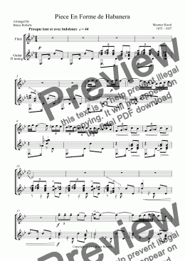 page one of RAVEL: Piece En Forme de Habanera (Flute & Guitar)
