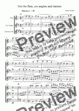 page one of Trio for flute, cor anglais and clarinet