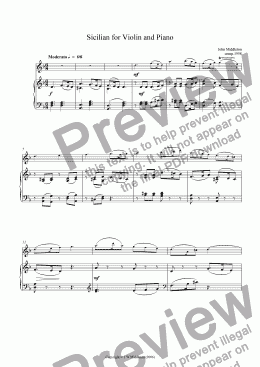 page one of Sicilian for Violin and Piano