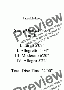 page one of String Quartet No. 4 in Bb  IV. Allegro