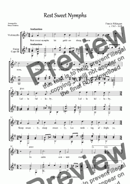 page one of PILKINGTON: Rest Sweet Nymphs (Cello & Guitar Capo III)