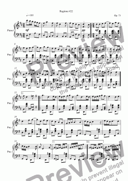 page one of Ragtime #22 in D Major