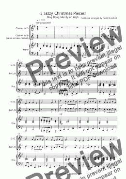 page one of 3 Jazzy Christmas Pieces for Clarinet And Piano
