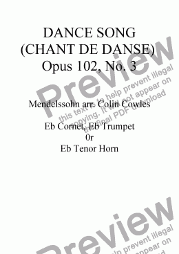 page one of DANCE SONG-CHANT DE DANSE  Opus 102, No. 3