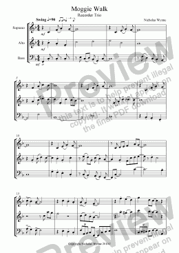 page one of Moggie Walk for Soprano, Alto and Bass recorders