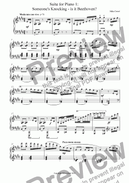 page one of Suite for Piano 1:  Someone’s Knocking - is it Beethoven?