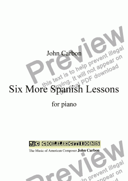 page one of Six More Spanish Lessons for piano