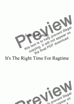 page one of It’s The Right Time For Ragtime