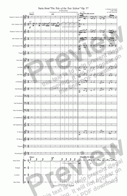 page one of Suite from"The Tale of the Tsar Saltan" Op. 57 for Brass Band