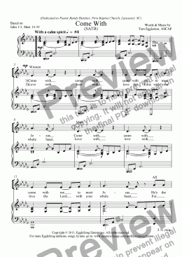 page one of Come With, SATB