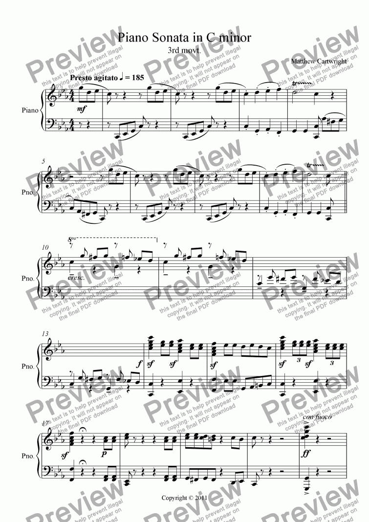 page one of Piano Sonata in C minor - 3rd movt.