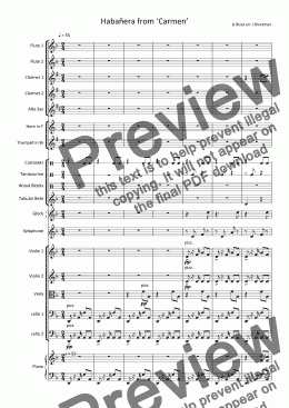 page one of BIZET - Habanera from Carmen (arranged for training orchestra)