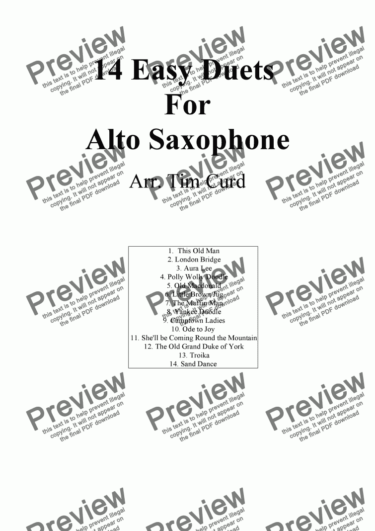 page one of 14 Easy Duets For Saxophone