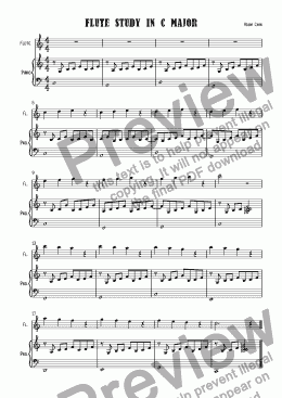page one of Flute Study in C Major