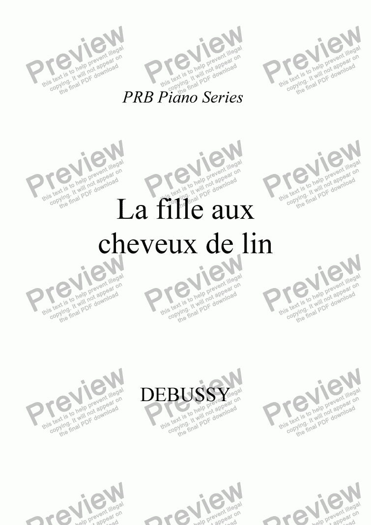 page one of PRB Piano Series: La fille aux cheveux de lin