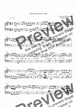 page one of Peace on Earth (tribute to Mozart) 
