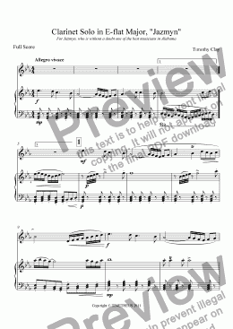 page one of Clarinet Solo in E-flat Major, "Jazmyn"