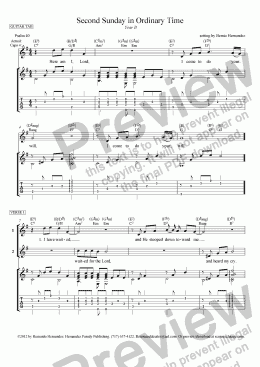page one of Responsorial Psalm - 2nd Sunday in Ordinary Time, Yr. B (Guitar Tab Option)