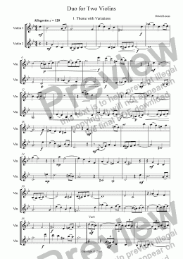 page one of Duo for Two Violins
