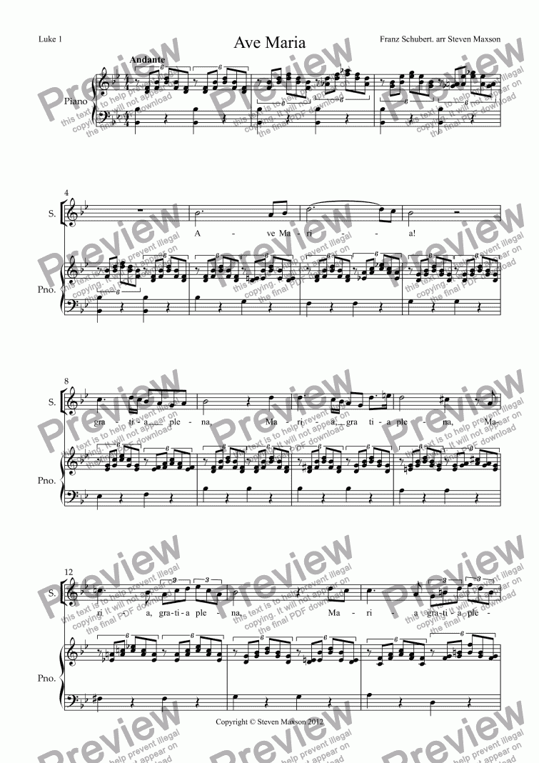 Ave Maria Schubert Ssaa Download Sheet Music Pdf File