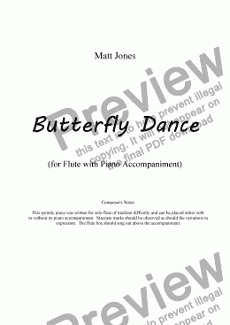 page one of Butterfly Dance - Flute with Piano Accompaniment