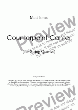 page one of Counterpoint Canter - String Quartet (2 violins, viola, cello)
