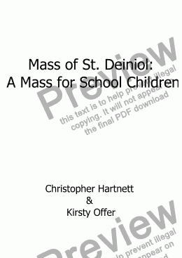 page one of Mass of St. Deiniol:  A Mass for School Children