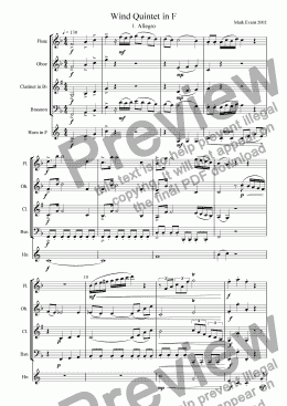 page one of Wind Quintet in F