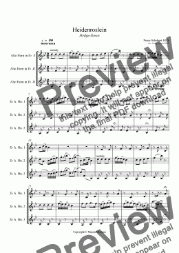 page one of Heidenroslein (Eb Alto Horn trio)