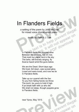 page one of In Flanders Fields (for SATB chorus and piano)