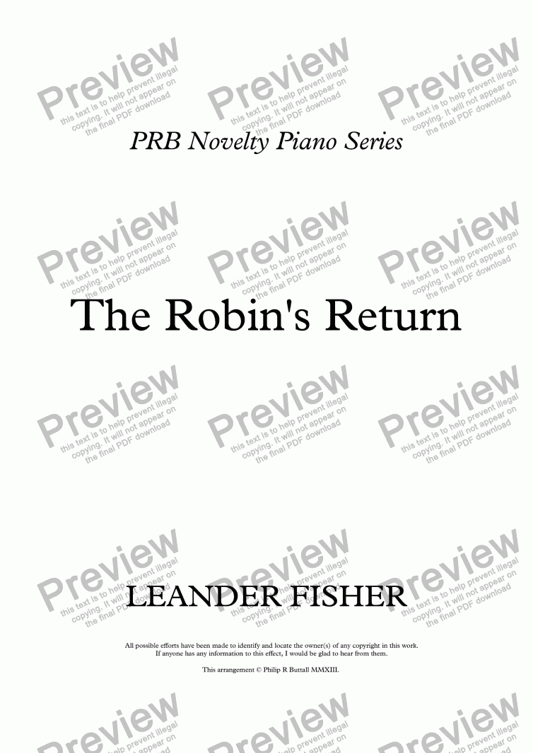 page one of PRB Novelty Piano Series: The Robin’s Return