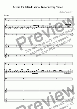 page one of Music for Island School Introductory Video