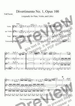 page one of Divertimento No. 1, Opus 100
