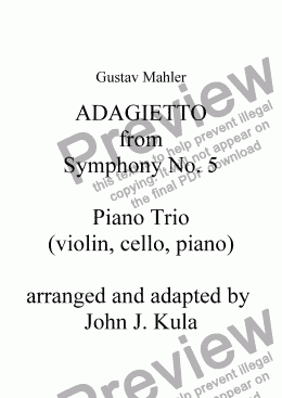 page one of Adagietto - Mahler - Piano Trio
